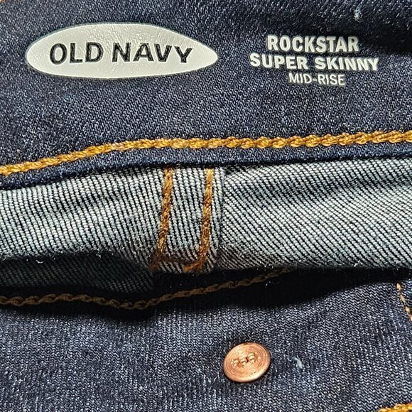 Old Navy Rockstar Skinny Mid Rise Jeans Womens Size 10 Short Dark Wash Denim - Picture 8 of 9